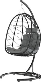 Outsunny Fotoliu suspendat Outdoor Fotoliu suspendat Egg Chair, rezistent la intemperii, incl. perne, 102 cm x 102 cm x 195 cm, Gri închis | Aosom Romania