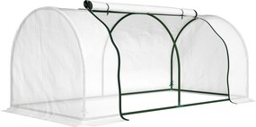 Outsunny Seră de Grădină cu Ferestre Rulabile, Husă Plastic Anti-UV, 200 x 100 x 80 cm, Alb | Aosom Romania
