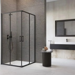 Cabina de dus patrata usi culisante Radaway Premium Pro 90x90 cm profil negru mat