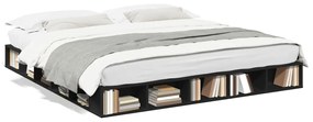 3280455 vidaXL Cadru de pat negru 180x200 cm din lemn prelucrat