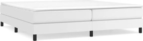 vidaXL Pat box spring cu saltea, alb, 200x200 cm, piele ecologică