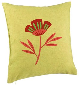 Perna Decorativa, Model Florale Red Paradise, 40x40 cm, Verde, Husa Detasabila, Burduf