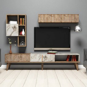 Ansamblu Comoda TV Milan Walnut-Alb