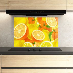 Panou Sticla Bucatarie, 80x120cm, Protectie aragaz, Antistropi, Termorezistent, Alimente, Fructe, Juicy Orange