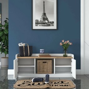 Dulap pentru pantofi Pilo White and Walnut