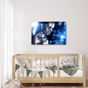 Tablou - Femeia, sclipici albastru (90x60 cm)