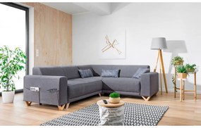 Colțar gri extensibil/cu spațiu de depozitare (cu colț pe partea dreaptă/în formă de ”L”) Classy Sophie – Miuform