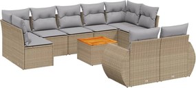 vidaXL Set canapele de grădină cu perne, 10 piese, bej, poliratan