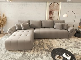 Colțar extensibil dumonde cu ladă de depozitare si sezut confortabil din spuma high-density, Berlin XL Royal Gri 350x185 cm