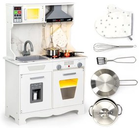 Bucătărie din lemn pentru copii cu efecte luminoase și sonore + accesorii