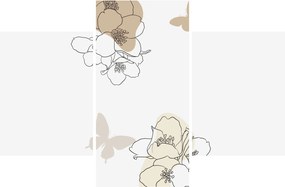 Tablou - Flori bej cu fluture N⁰2 (90x60 cm)