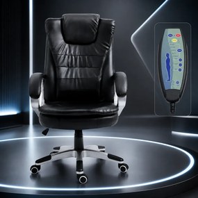 Scaun Directorial cu Masaj, Telecomanda, Piele PU, Negru