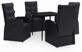 3099492 vidaXL Set masă pentru grădină, 5 piese, cu perne, negru