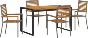 vidaXL Set de masă pentru grădină 5 pcs Gri și Brown poliratan