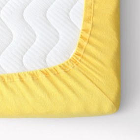 Goldea cearceafuri de pat din terry cu elastic - galben deschis 200 x 220 cm