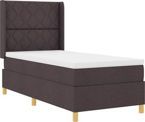 vidaXL Pat cu arcuri cu saltea cu headboard Maro 140 x 200 cm țesătură