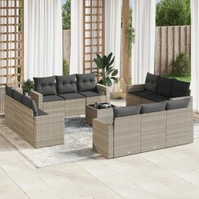 vidaXL Set canapele de grădină cu perne, 13piese gri deschis poliratan