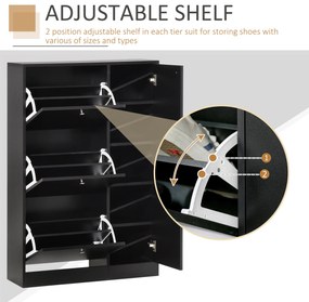 HOMCOM mobilier pentru hol cu ușă pentru pantofi modern din lemn negru 80x24x120cm | Aosom Ro