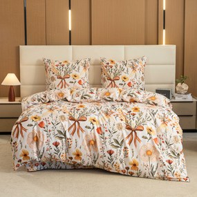 Lenjerie de pat din microfibra FLORAL RIBBON crem Dimensiune lenjerie de pat: 2 buc 70 x 90 cm | 200 x 220 cm