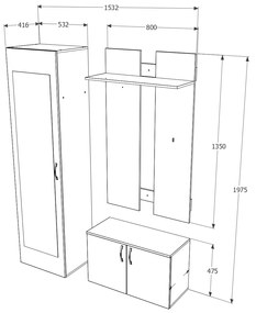 Cuier haaus Torino, Stejar Sonoma, 150 x 42 x 200 cm