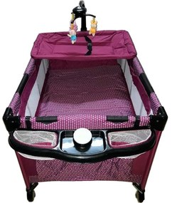Patut Pliant, Tarc copii Baby Care™ NEST, Pliabil pe 2 Niveluri cu muzica si Masa infasat, Jucarie Carusel cu jucarii din plus, geanta transport