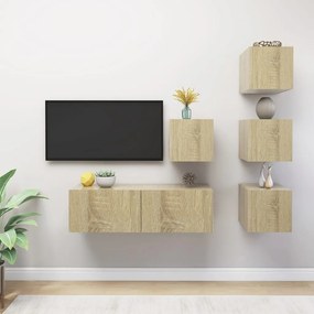 Set de dulapuri TV, 5 piese, stejar sonoma, PAL 1, Stejar sonoma, 100 x 30 x 30 cm