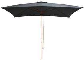 Umbrelă de soare exterior, stâlp lemn, 200x300 cm, antracit