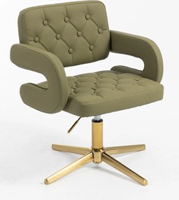 HR8403CROSS Scaun Khaki Piele Ecologica Premium Soft cu Bază Aurie