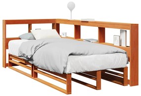 vidaXL Pat bibliotecă fără saltea maro ceruit 75x190 cm lemn masiv pin