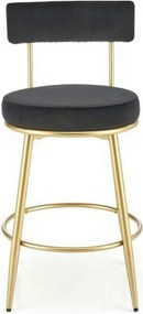 Scaun bar H115, negru/auriu, stofa catifelata/otel, 45x54x90 cm