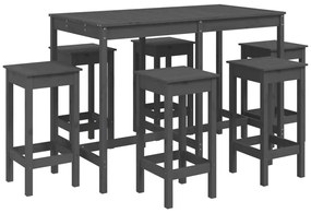 3154757 vidaXL Set bar de grădină, 7 piese, gri, lemn masiv de pin