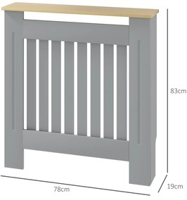HOMCOM Cubier pentru Radiator din MDF pentru Living Dormitor Hol 78x19x83 cm Gri și Stejar | Aosom Romania