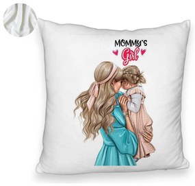 Perna Decorativa Fluffy, Model Mommy&apos;s Girl, 40x40 cm, Alba, Husa Detasabila, Burduf