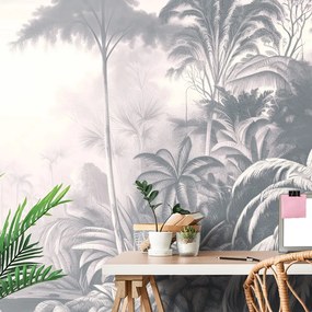 Tapet copaci tropicali cu atingere de vintage