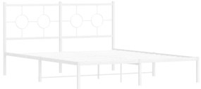 376278 vidaXL Cadru de pat metalic cu tăblie, alb, 160x200 cm