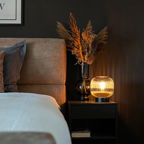 Lampă de masă inteligentă neagră cu sticlă fumurie, inclusiv Wi-Fi A60 - Karel