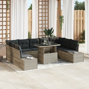 vidaXL Set de canapele pentru grădină cu pernă 10 pcs Gri deschis
