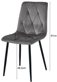Scaun de dining LIBRA gri deschis cu picioare negre