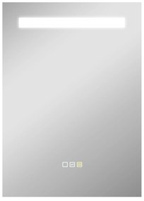 HOMCOM Oglindă de baie cu lumină LED 70x50 cm cu 3 culori de lumină, funcție anti-aburire, funcție memorie, IP44 | Aosom Romania