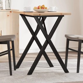 vidaXL Masă bucătărie, cadru X, 80x50x75,5 cm lemn masiv pin și Oţel