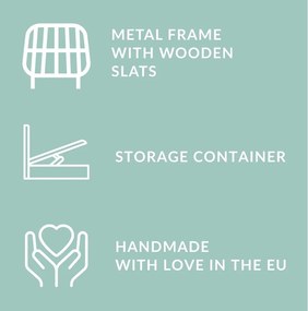 Pat matrimonial crem tapițat cu spațiu de depozitare cu somieră 180x200 cm Maumere – Maison de Rêve