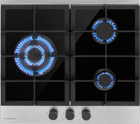 Klarstein Alchemist 3, plită pe gaz, 3 arzătoare din aluminiu, sticlă ceramică