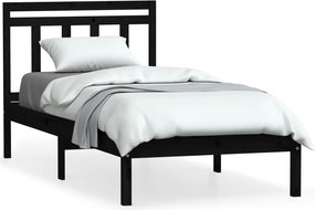 vidaXL Cadru de pat, negru, 100x200 cm, lemn masiv de pin
