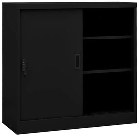 335952 vidaXL Dulap de birou cu ușă glisantă, negru, 90x40x90 cm, oțel