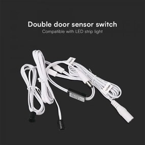 Senzor cu 2 capete pentru usa, 12-24V, Max 60 W, 1.5 m, alb, V-TAC