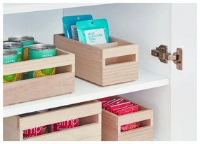 Cutie depozitare din lemn paulownia iDesign Wood Handled, 12,7 x 25,4 cm