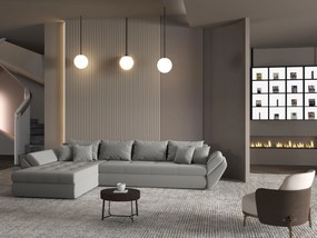 Colțar extensibil dumonde cu ladă de depozitare si sezut confortabil din spuma high-density, Loana XL Royal Gri 335x185 cm