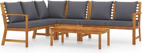 vidaXL Set mobilier de grădină cu perne, 5 piese, lemn masiv acacia