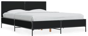 3280022 vidaXL Cadru de pat, negru, 120x190 cm, lemn prelucrat și metal