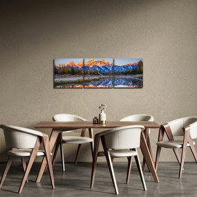 Tablou cu vârfuri de munți înzăpezăți (cu ceas) (90x30 cm)